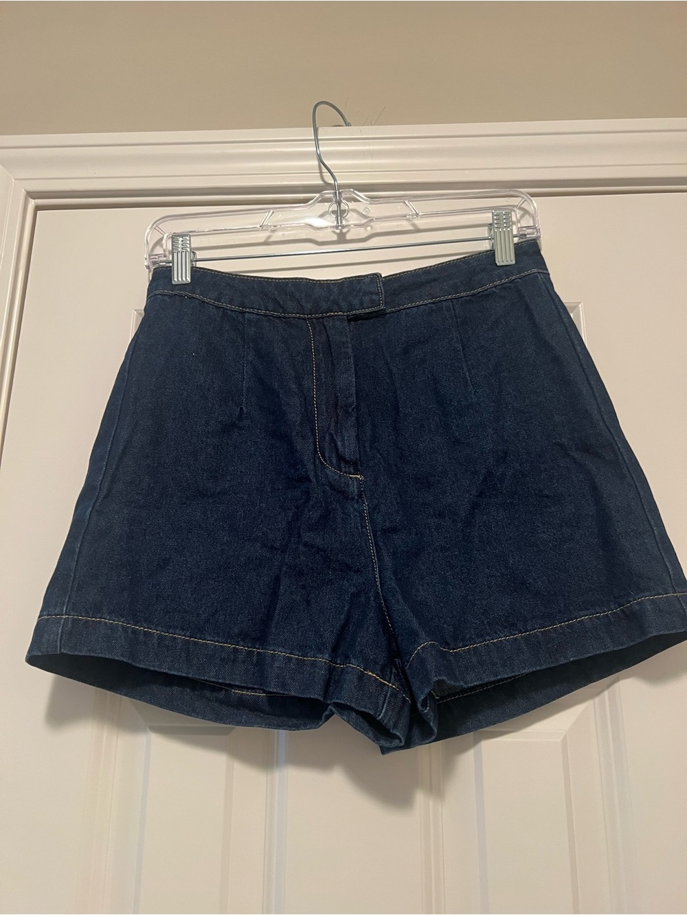 Commense Dark Blue Denim High-Rise Shorts